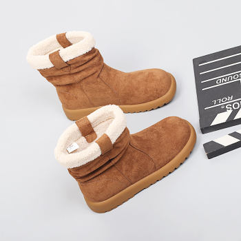 Winter new 2025 plus size women's shoes 41-43 fashionable casual cotton boots with wide feet, fat plus velvet, extra large snow boots