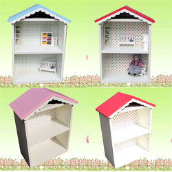 Wooden House-Shaped Storage Cabinet, Creative Dollhouse Cabinet, Decorating the Dream of Childhood, Four Colors Available