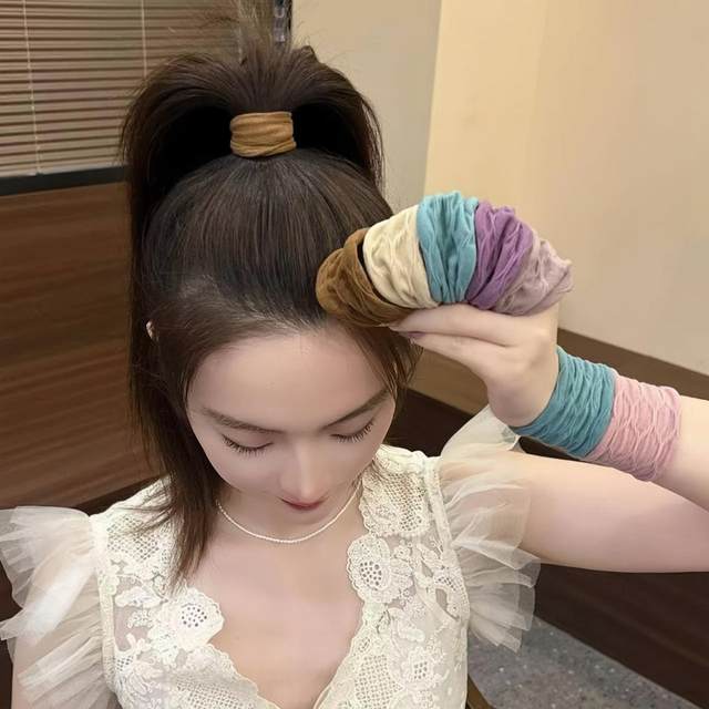New summer ultra-wide seamless facial mask with high ponytail hair ring for women 2025 new hair tie rope without damage to hair