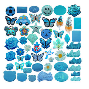 
Light Blue Lake Blue Patch Patch Clothes Pants Ironing Clothes Patch Down Jacket Self-adhesive Adhesive Repairing Break Embroidery Patch
