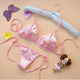Internet celebrity three-point underwear bra set seductive thong women's lace-up halter neck bikini traceless t-trousers hot