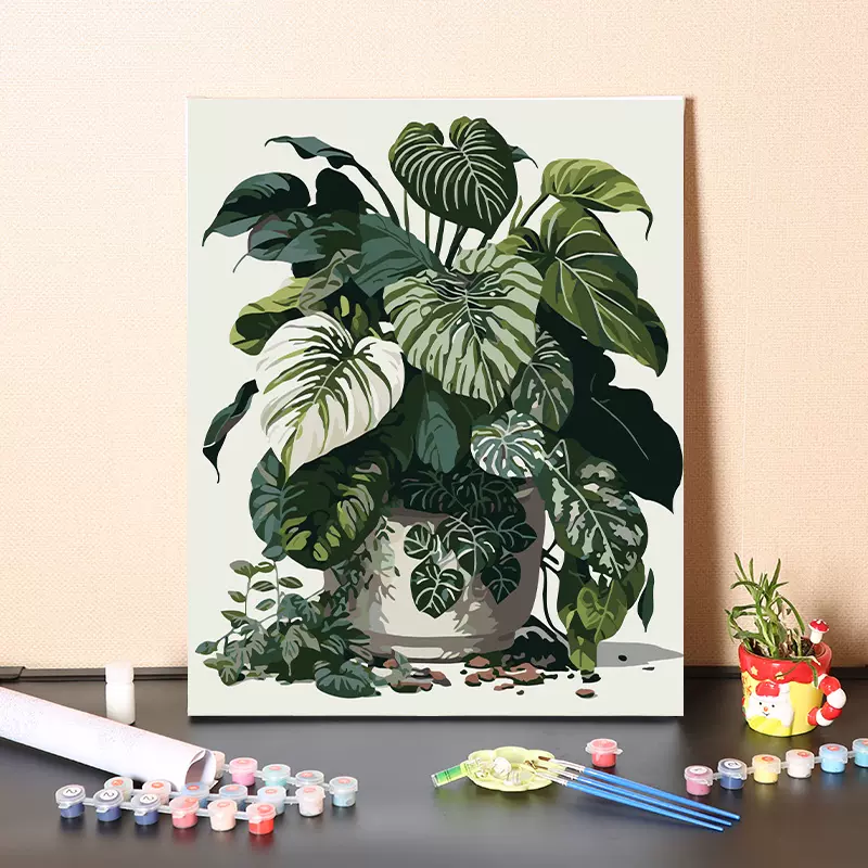 花卉抽象数字油画DIY手工填充丙烯油彩手绘40*50亚麻布画布装饰画
