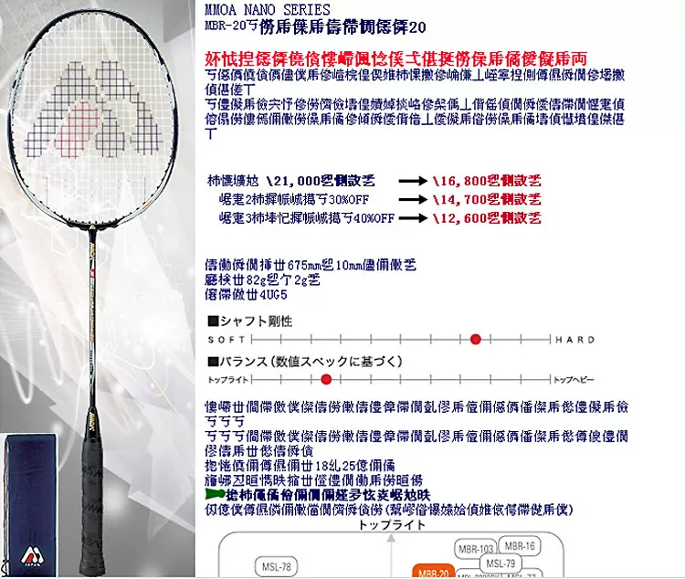 MMOA super light nano 20 ラケット