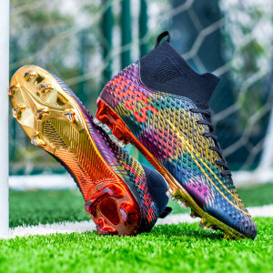C Ronmesi high -top football shoes men and women AG long nail plated gold shattered shoes children primary and secondary school students training little plums
