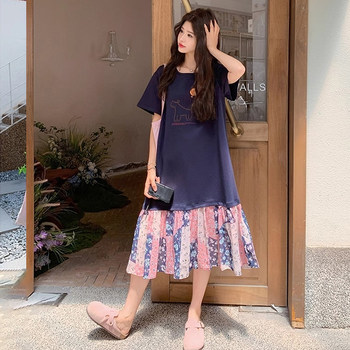 
High-end fat mm extra-large size skirt floral loose skirt huge belly cover summer suit 200Jin [Jin equals 0.5 kg] Pure cotton T-shirt skirt 2025 trend