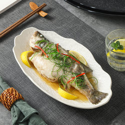 Japanese-Style Irregular Ceramic Fish Plate, Household Fish Dish, High-Value Tableware, Creative Light Luxury, High-End Feel, Fish Steaming Plate