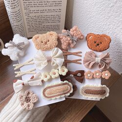 Milk Coffee Color Autumn and Winter Plush Hair Clip Bear Hair Accessory for Children, Does Not Damage Hair, Cute Hairpin Headwear Clip for Girls
