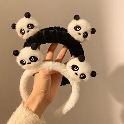 Cute Plush Panda Headband for Women, Special Hairpin for Washing Face and Applying Facial Mask, Non-Slip Headband, Cartoon Hair Accessory, Headwear