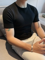 Свитер, трендовая шелковая трикотажная футболка для отдыха, осенний, круглый воротник, в корейском стиле