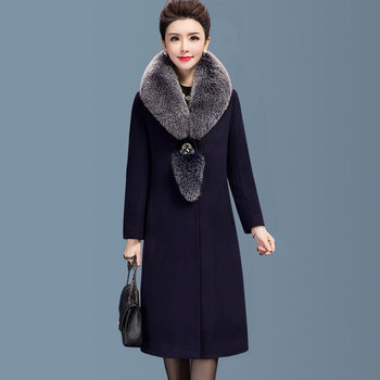 
Large fur collar cashmere coat women's mid-length 2025 autumn and winter