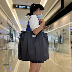 Large Capacity Solid Color Drawstring Bag Supermarket Shopping Bag Foldable Portable Tote Bag Shoulder Bag