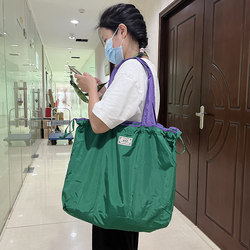 Large Solid Color Drawstring Bag, Portable Foldable Supermarket Shopping Bag, Large Capacity Eco-Friendly Bag, Tote Bag, Grocery Bag