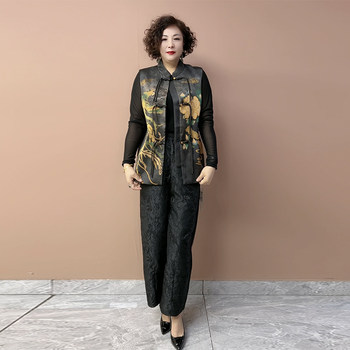 
Chinese style mother dress Chinese style horse clip pants shirt suit