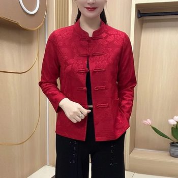 Plus size cardigan new top mom wear buckle versatile