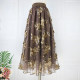 Three-dimensional embroidered mesh skirt 2025 spring and summer new retro style high-waist long skirt fashionable big sway super fairy gauze skirt