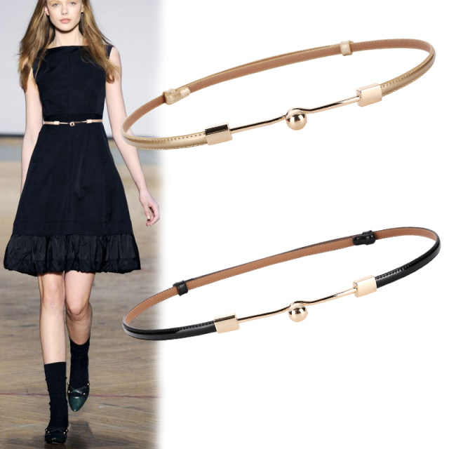 Simple skirt, thin belt, women's decorative dress, genuine leather, Korean style, versatile fashion, women's cowhide, thin belt, women's style