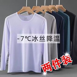 Clearance Sale~ Ice Silk Thin Breathable Round Neck Long-Sleeve T-Shirt for Men, Summer Work Wear, Mesh Quick-Drying Top