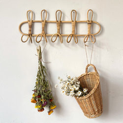 Nordic Style Real Rattan Handmade Wall-Mounted Coat Rack, Natural Rattan Hanger for Guesthouse Decoration Hook