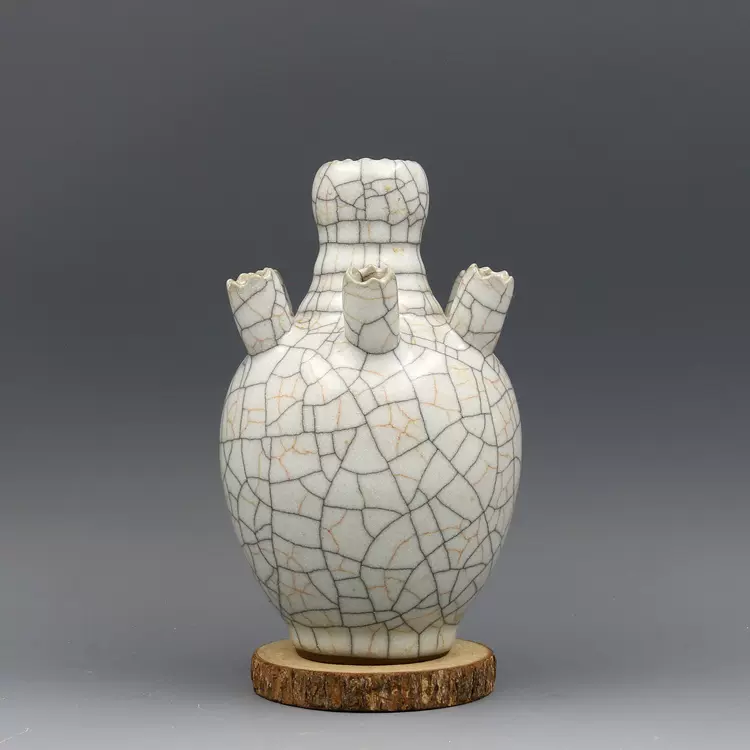 宋哥窑金丝铁线七管瓶全手工古董瓷器古玩古瓷器老货收藏