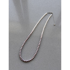 
TANG TOWN S925 natural baby pearl necklace white gradient purple light 4.5mm length 40+5cm