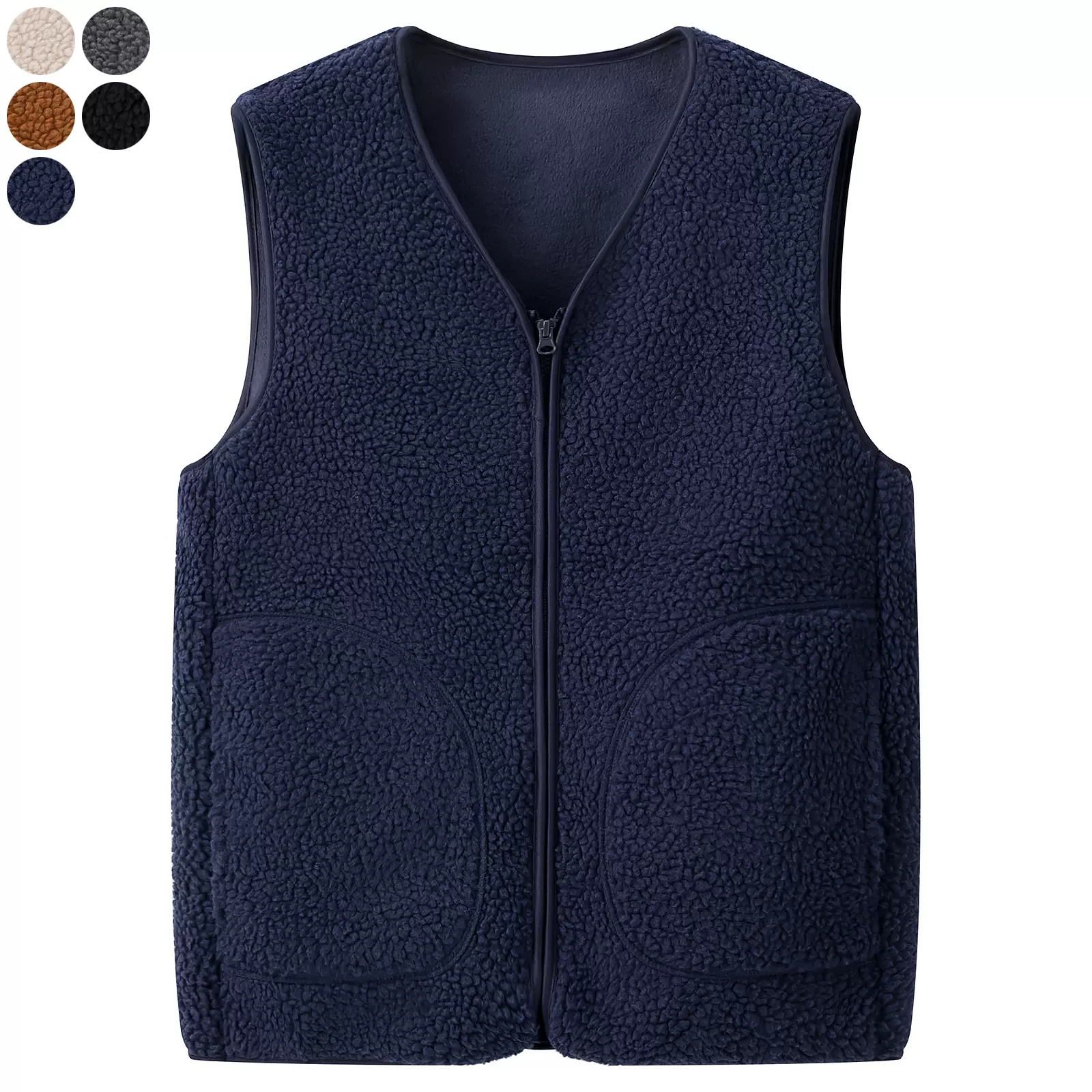 18832秋冬加厚保暖自发热拉链口袋背心马夹男女休闲连帽羽绒马甲