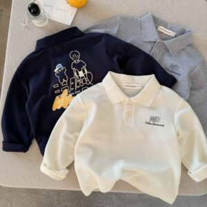 
Children's POLO shirt men's long-sleeved 2026 spring and autumn new children's T-shirt fashionable baby cartoon bottoming shirt women's pure cotton