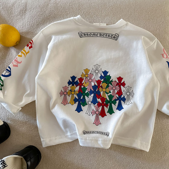 
Children's T-shirt men's long-sleeved 2025 spring and autumn new style children's Korean tops trendy baby letter bottoming shirt women's style