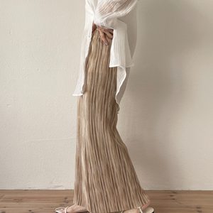 
Japanese single autumn and winter new fashion versatile macaron color elastic waist vertical pit strips optional cut skirt for women 31911