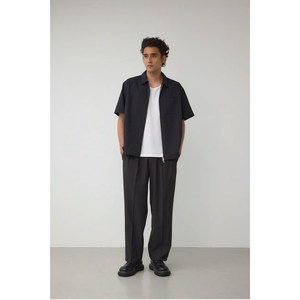 
Japanese single spring and summer new style azu* spring and summer lapel two-way zipper short-sleeved shirt semi-elastic straight pants for men 32025