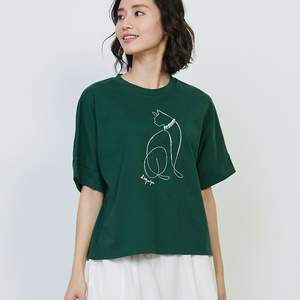
Japanese single expensive brand summer new fresh age-reducing round neck cartoon thread embroidery embroidery beaded cotton short-sleeved T-shirt 30454