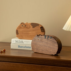 Cute Cat Jewelry Box Wooden Portable Small Earrings Ring Necklace Wedding Birthday Gift Jewelry Storage Box
