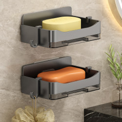 High-end creative toilet soap box household high-end drain double-layer soap rack wall-mounted without punching
