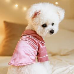 French-Style High-End Comfortable Dog Pajamas, Mars Bichon Pomeranian Pet Clothes, Silk Clothing for Small Dogs and Cats