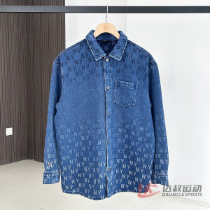 
25 New MLB Couple Jackets for Men and Women NY Gradient Presbyopic Printed Denim Shirt Sports Jacket 3ADRM0754