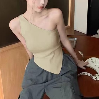 
Irregular single-sided knitted suspender vest for women in summer