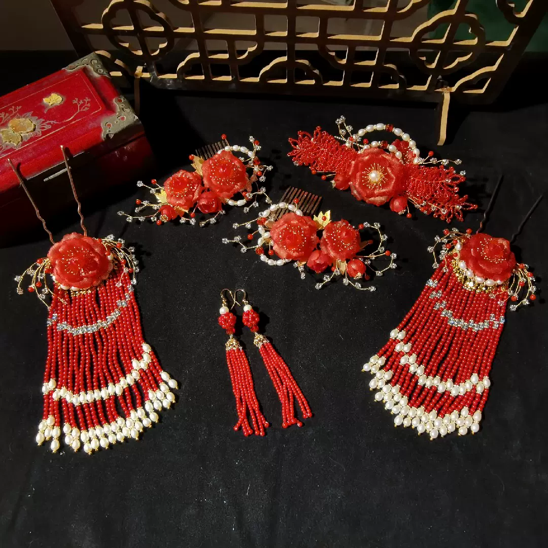 懿坤宫新品花嫁发簪中式婚嫁头饰新娘头饰发饰秀禾