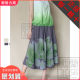 Season clearance for spring and summer soft cotton linen women's half-waist skirt. Singyou genuine hand-printed literary middle skirt. Ye
