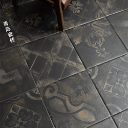 Medieval Style Black and Gold Mixed Pattern Tiles 330 for Living Room, Balcony, Villa, Ceramic Tiles for Cafe, Homestay, Courtyard, Hotel Floor Tiles