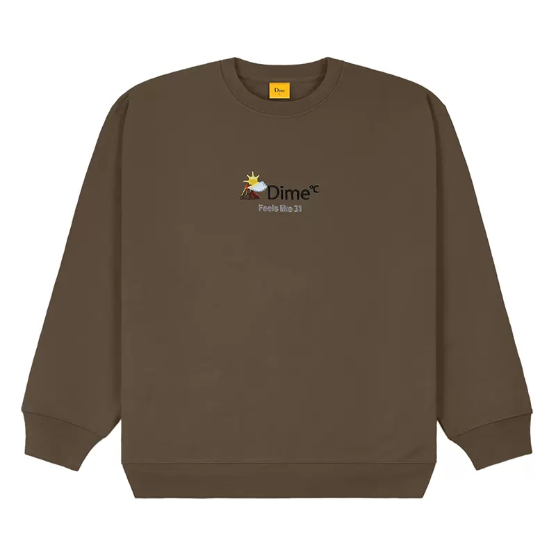 潮物Woo Dime Weather Crewneck 火山刺绣Logo加绒圆领长袖卫衣-Taobao