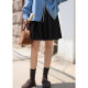 MISAZ flexible and casual college style elastic waist pleated midskirt loose A-line skirt