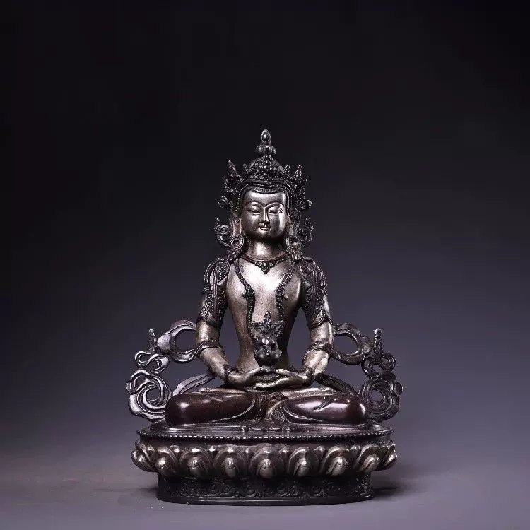 珍品旧藏西藏收纯铜高浮雕錾刻鎏银西藏古玩古董老物件一物一图-Taobao