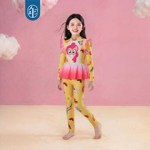 
My Little Pony co-branded New Year's clothing children's clothing long-sleeved long-pants swimsuit suit girls summer new cartoon sun protection swimsuit