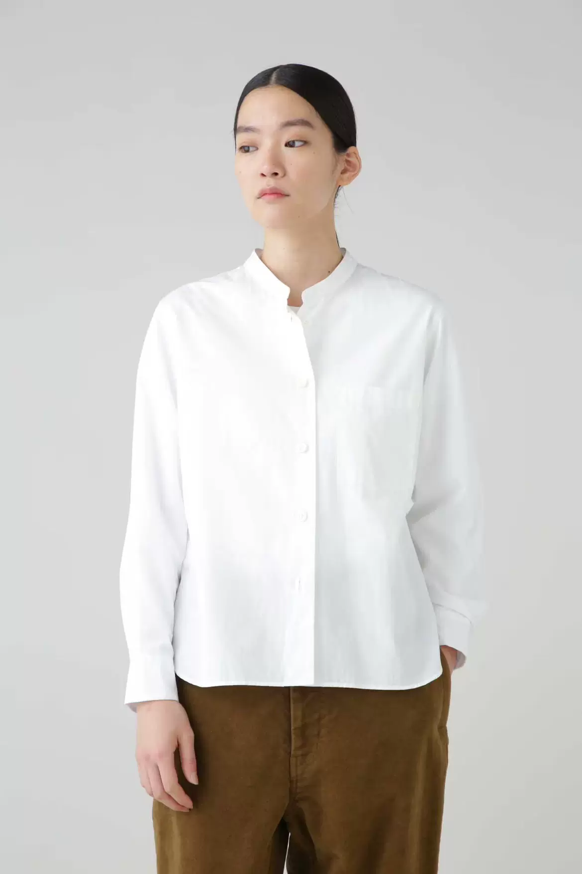 日本代购23SS MARGARET HOWELL PLAIN POPLIN 小立领衬衫-Taobao