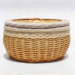 2025 Rattan Steamed Bun Basket, Bamboo Woven with Lid, Insulated Willow Woven Bread Basket, Toy Snack Egg Basket, Steamed Bun Table