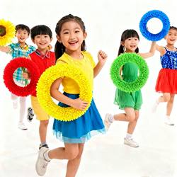 Sports Meeting Opening Ceremony Seven-Color Hard Wire Hoop Square Formation Kindergarten Dance Gymnastics Equipment Handheld Props Garland