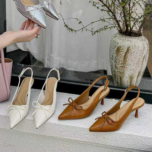 
French Bow Retro Baotou Sandals Women's 2026 Spring New Back Empty Shoes Single Shoes Women's 3522 For Her