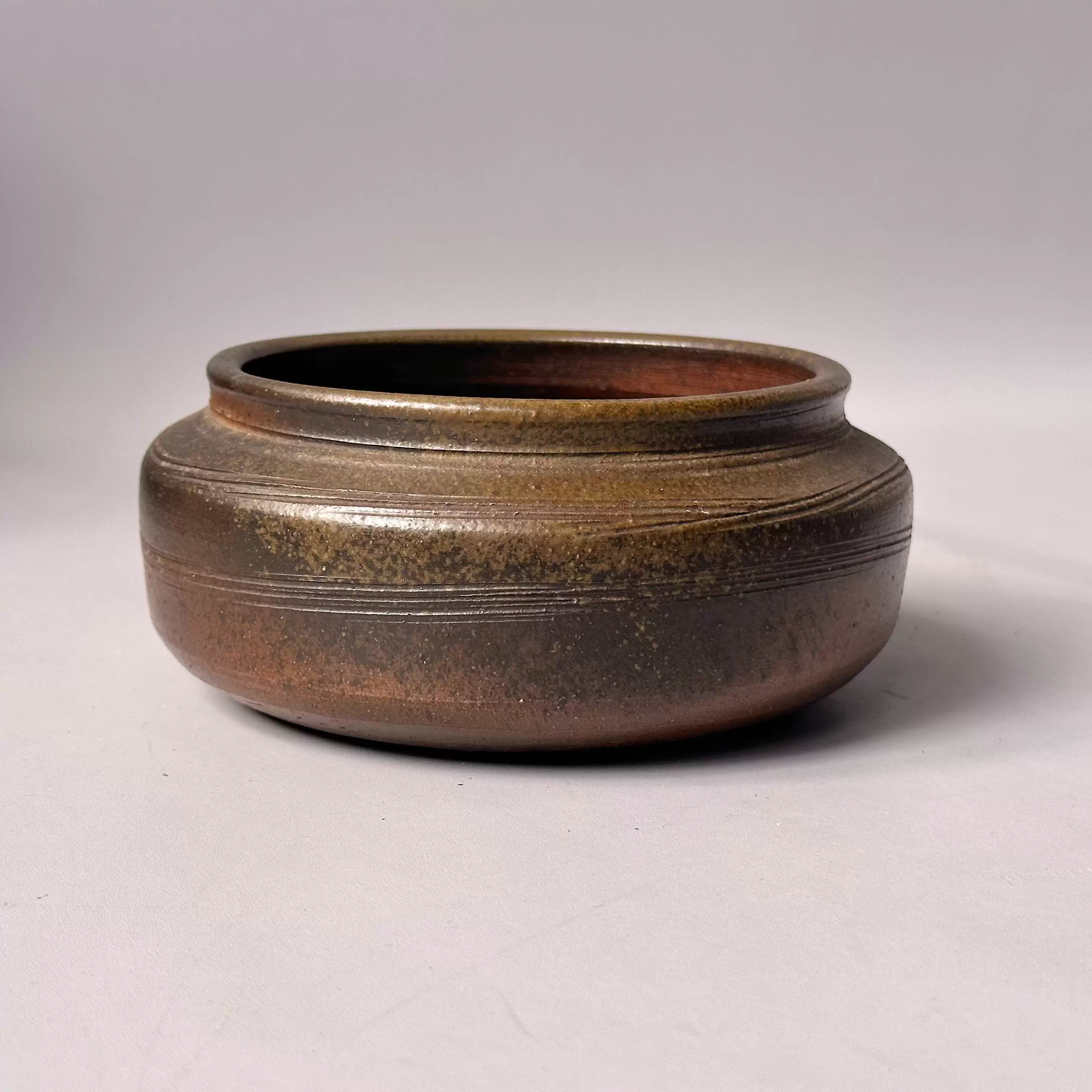 中村六郎作.茶入.高8.8.宽7.5.口宽4.2.日本备前烧