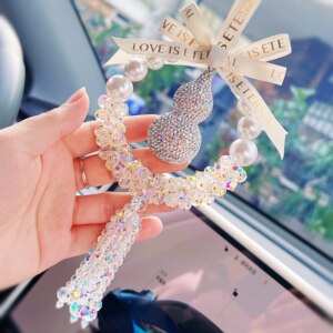 Road guard hoist car safety pendant car rearview mirror crystal pendant goddess high-end car trailer interior accessories