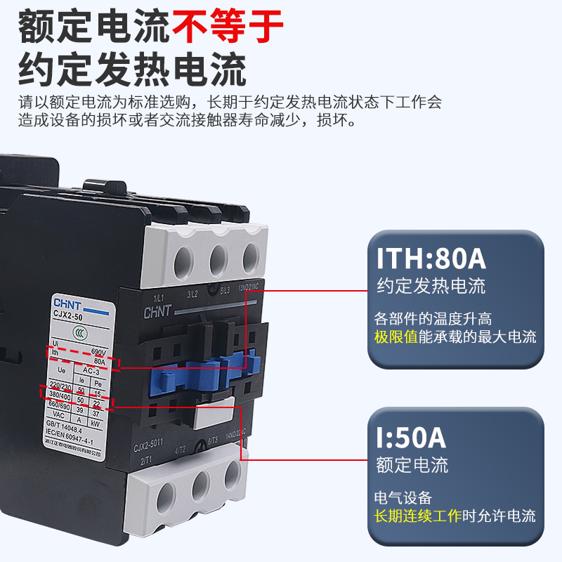 Cjx2-5011 50A 380V/220V Magnetic Contactor - AC Contactor