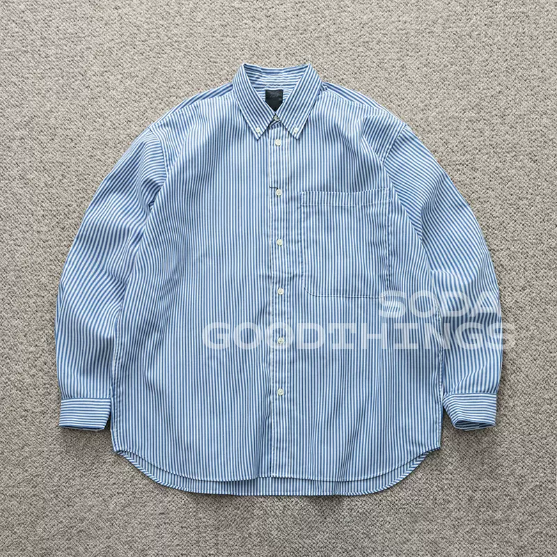 Soda现货DAIWA PIER39 TECH BUTTON DOWN 条纹牛津长袖衬衫23aw